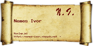 Nemes Ivor névjegykártya
